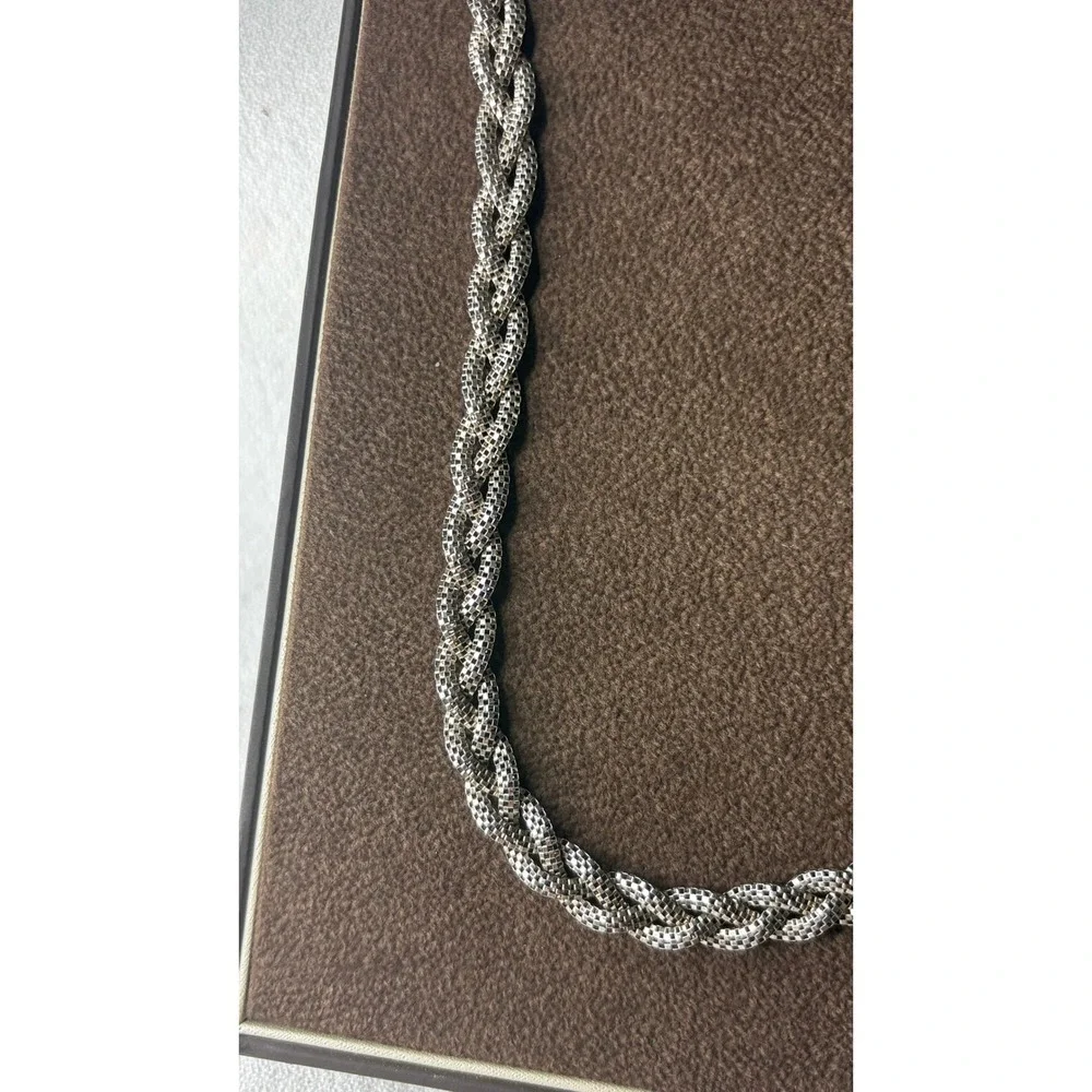 Jared Braided Popcorn Chain Necklace 925 Sterling Silver 16 Inch Woven Mesh